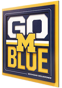 Blue Michigan Wolverines 12x12 3D Slogan Sign