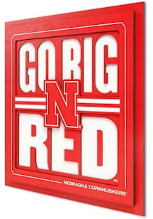 Nebraska Cornhuskers 12x12 3D Slogan Sign - Gold