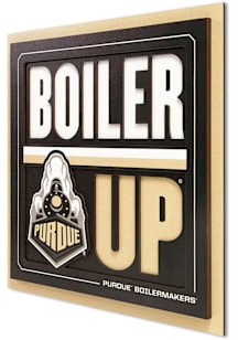 Purdue Boilermakers 12x12 3D Slogan Sign - Gold