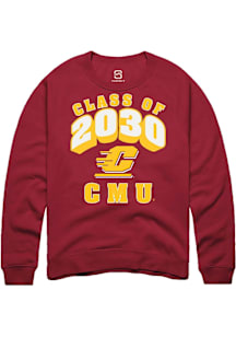 Summit Sportswear Central Michigan Chippewas Mens Maroon Class of 2030 Long Sleeve Crew Sweatshirt