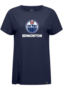 Levelwear Edmonton Oilers Womens Navy Blue Influx Home Turf Short Sleeve T-Shirt