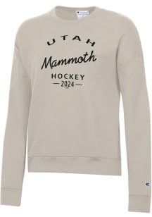 Champion Utah Hockey Club Womens Tan Arch Script Powerblend Crew Sweatshirt