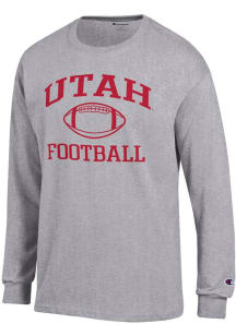 Champion Utah Utes Grey Football Jersey Long Sleeve T Shirt