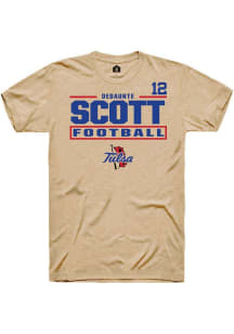 Dedaunte Scott Rally Mens Brown Tulsa Golden Hurricane NIL Stacked Box Player T Shirt