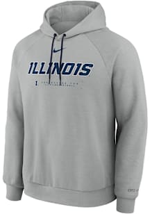 Mens Illinois Fighting Illini Grey Nike Practice Fleece Hooded Sweatshirt
