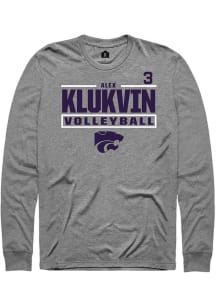 Alex Klukvin Mens Graphite K-State Wildcats NIL Stacked Box Long Sleeve Player T Shirt