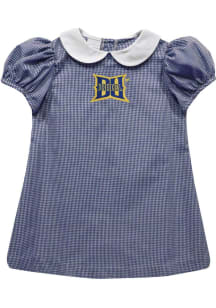 Baby Girls Drexel Dragons Navy Blue Vive La Fete Gingham Collar Short Sleeve Dress