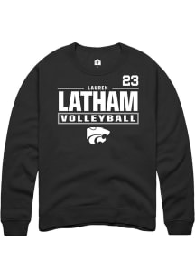 Lauren Latham Rally Mens Black K-State Wildcats NIL Stacked Box Player Crew