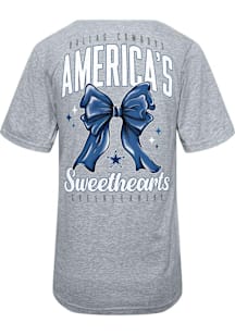 Dallas Cowboys Womens Grey Sweetheart Bow Short Sleeve T-Shirt