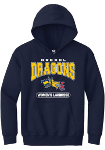 Youth Drexel Dragons Navy Blue Summit Sportswear Womens Lacrosse Long Sleeve Hooded Sweatshirt