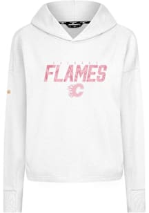Levelwear Calgary Flames Womens White Sweet Floral Hooded Sweatshirt