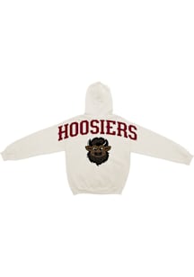 Indiana Hoosiers Mens White Indiana Script Bison Back Hit Long Sleeve Hoodie
