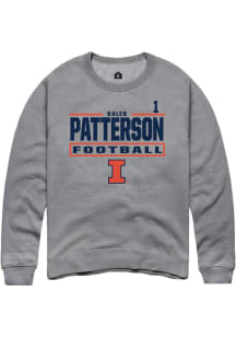 Kaleb Patterson Rally Mens Graphite Illinois Fighting Illini NIL Stacked Box Player Crew