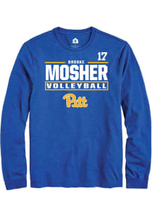 Brooke Mosher Mens Blue Pitt Panthers NIL Stacked Box Long Sleeve Player T Shirt
