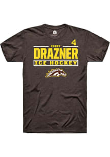 Robby Drazner Rally Mens Brown Western Michigan Broncos NIL Stacked Box Player T Shirt