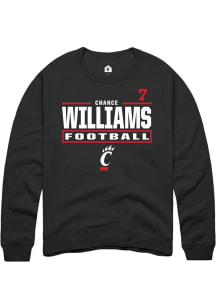 Chance Williams Rally Mens Black Cincinnati Bearcats NIL Stacked Box Player Crew