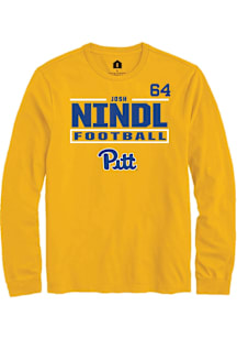 Josh Nindl Pitt Panthers Gold Football NIL Stacked Box Long Sleeve Player T Shirt