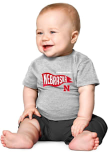 Nebraska Cornhuskers Infant Knobby Retro Short Sleeve T-Shirt Grey
