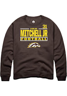 Carlos Mitchell Jr Western Michigan Broncos Mens Brown Football NIL Stacked Box Player Crew