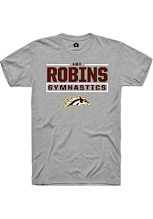 Amy Robins Western Michigan Broncos Grey NIL Stacked Box Short Sleeve Player T Shirt