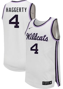 Pj Haggerty Mens White K-State Wildcats NIL Name And Number Basketball Jersey