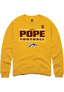 Joey Pope Western Michigan Broncos Mens Gold Football NIL Stacked Box Player Crew