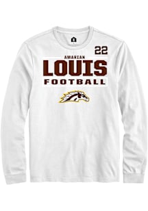 Amarian Louis Western Michigan Broncos White Football NIL Stacked Box Long Sleeve Player T Shirt