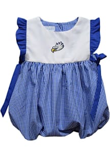 Vive La Fete Florida Gulf Coast Eagles Baby Girls Blue Gingham Bubble Short Sleeve Dress