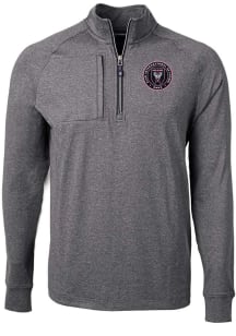 Cutter and Buck Inter Miami CF Mens Black Adapt Eco Knit Big and Tall Qtr Zip