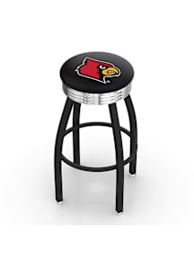 Louisville Cardinals 3 Ring Chrome Seat Pub Stool - Black