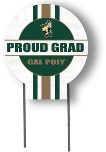 Cal Poly Mustangs KH Sports Fan 20x20 Circle Yard Sign with Stakes Proud Grad Yard Sign - White