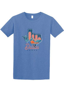 Dallas Ft Worth Blue State Shape Skyline Short Sleeve Fashion T Shirt