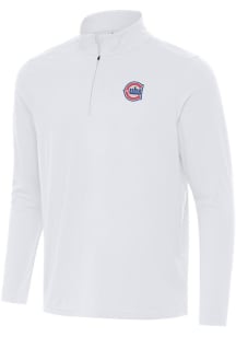 Antigua Chicago Cubs Mens White Alternate Intent Long Sleeve Qtr Zip Pullover