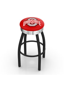 Black Ohio State Buckeyes 3 Ring Chrome Seat Pub Stool