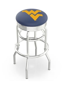 West Virginia Mountaineers Double-Ring Swivel Chrome Pub Stool - Black