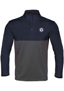 Levelwear Winnipeg Jets Mens Navy Blue Pursue Embroidered 3D Patch Short Sleeve Qtr Zip