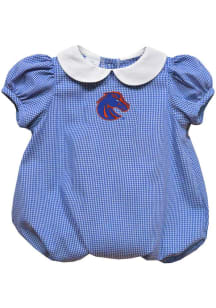 Vive La Fete Boise State Broncos Baby Blue Gingham Collar Short Sleeve One Piece