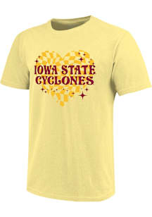Iowa State Cyclones Girls Yellow Funky Heart Short Sleeve Tee