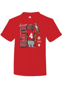 Jeremiah Smith Youth Red Ohio State Buckeyes NIL Caricature Short Sleeve Player T-Shirt