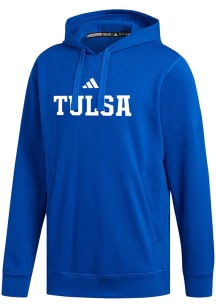 Mens Tulsa Golden Hurricane Blue Adidas Tulsa Wordmark Fleece Hooded Sweatshirt