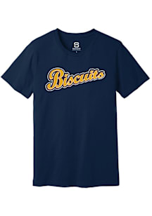 Summit Sportswear Montgomery Biscuits Navy Blue Alt Logo Wordmark Short Sleeve T Shirt