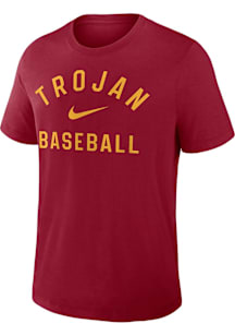 Nike USC Trojans Red Dugout Early Work Baseball Short Sleeve T Shirt