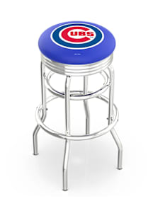 Chicago Cubs Double-Ring Swivel Chrome Pub Stool - Silver