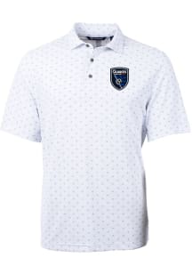 Cutter and Buck San Jose Earthquakes White Virtue Eco Pique Tile Big and Tall Polo