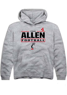 Cyrus Allen Rally Cincinnati Bearcats Youth NIL Stacked Box Long Sleeve Player Hoodie Grey