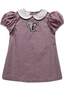 Vive La Fete Fordham Rams Baby Girls Maroon Gingham Collar Short Sleeve Dress