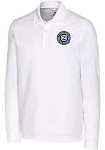 Cutter and Buck New York City FC Mens White Advantage Long Sleeve Polo Shirt