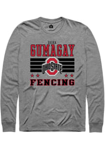 Erika Gumagay Mens Grey Ohio State Buckeyes NIL Striped Long Sleeve Player T Shirt