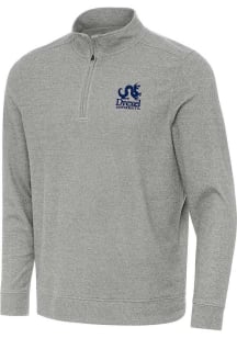 Mens Drexel Dragons Grey Antigua Subtle Qtr Zip Pullover