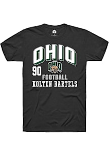 Kolten Bartels Ohio Bobcats Black Football NIL Arch Logo Short Sleeve Player T Shirt